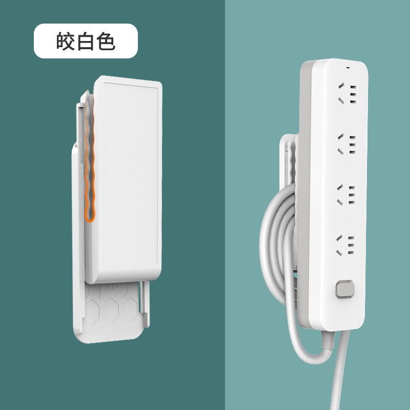 插排固定器壁挂式插座排插路由器墙上贴免打孔拖线板收纳盒置物架|undefined