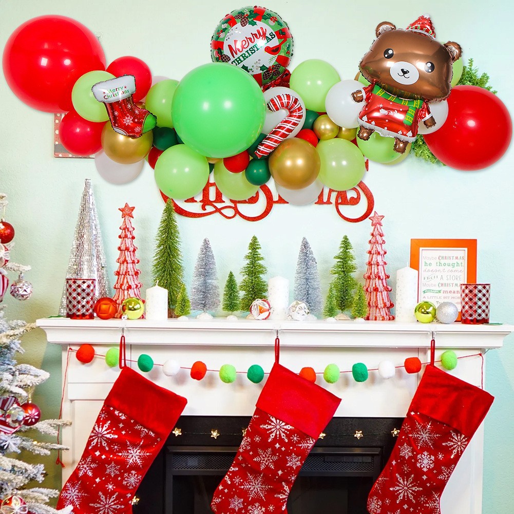 Suministros de decoración de Navidad Regalos de Navidad 2025 Juego de globos de Navidad Combinación Cadena de globos Globos de fiesta de Navidad