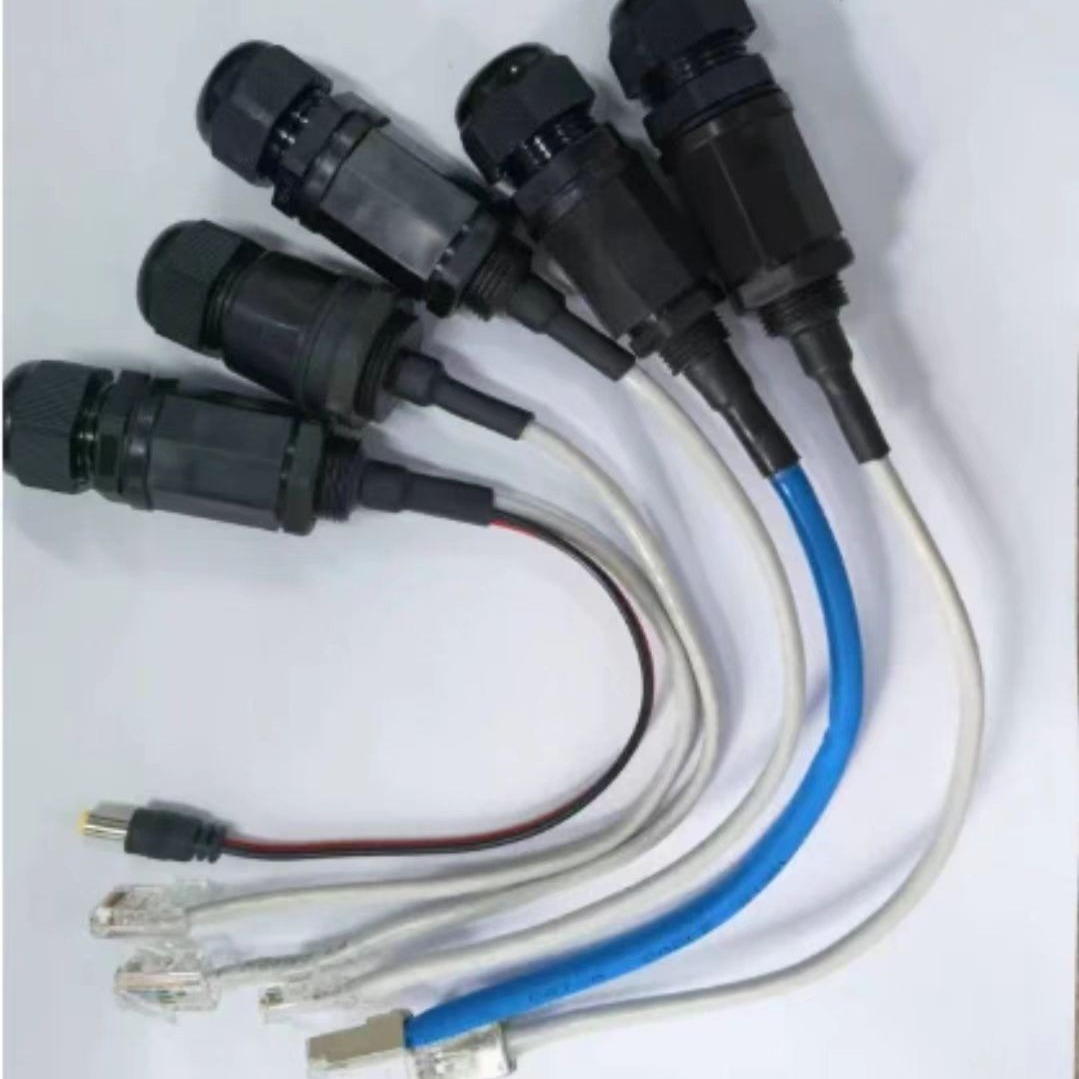 RJ45户外接头防水连接器航空插头带线RJ45水晶头插座网络网口网线