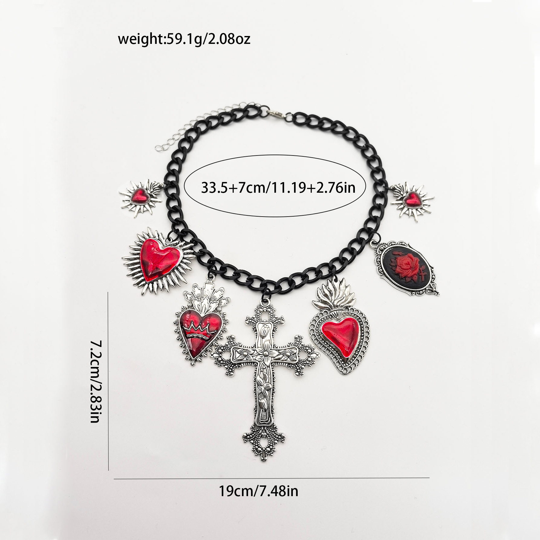 Cross, Heart Shape Pattern All Seasons Season Vintage Style Cross Heart Shape Zinc Alloy Chain-free Choker Wholesale