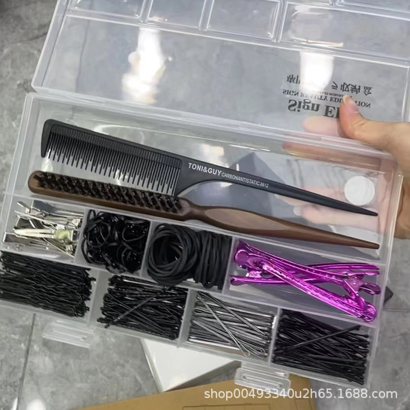 メイクアップアーティストがよく使用するヘアピン、透明プラスチックボックス、ヘッドバンド、ジュエリー、ゴムバンドクリップツールを収納できるメイクアップ収納ボックス|undefined