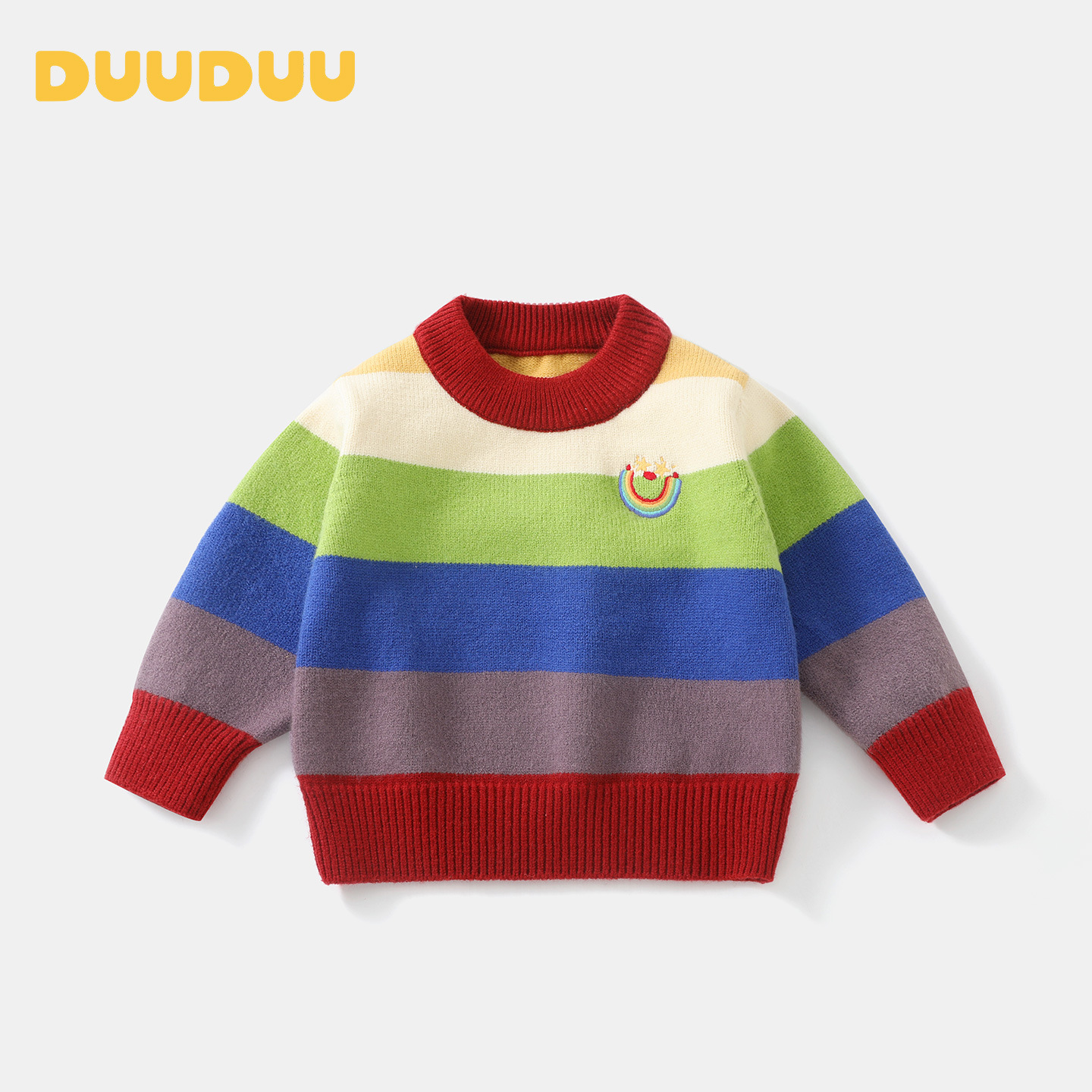 Duuduu Baby Boy Knitwear Pullover 2025 New Kidsren's Warm Top Korean Style Autumn and Winter Kidsren's Knitwear