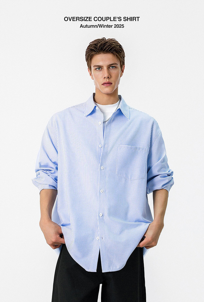 Inflation Color-Block Striped Loose Shirt
