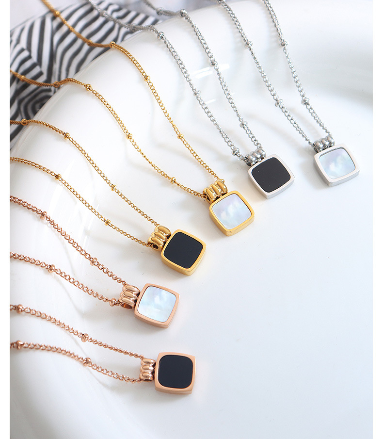 1 Piece Elegant Geometric Titanium Steel Inlay Acrylic Shell Pendant Necklace_colorza_4