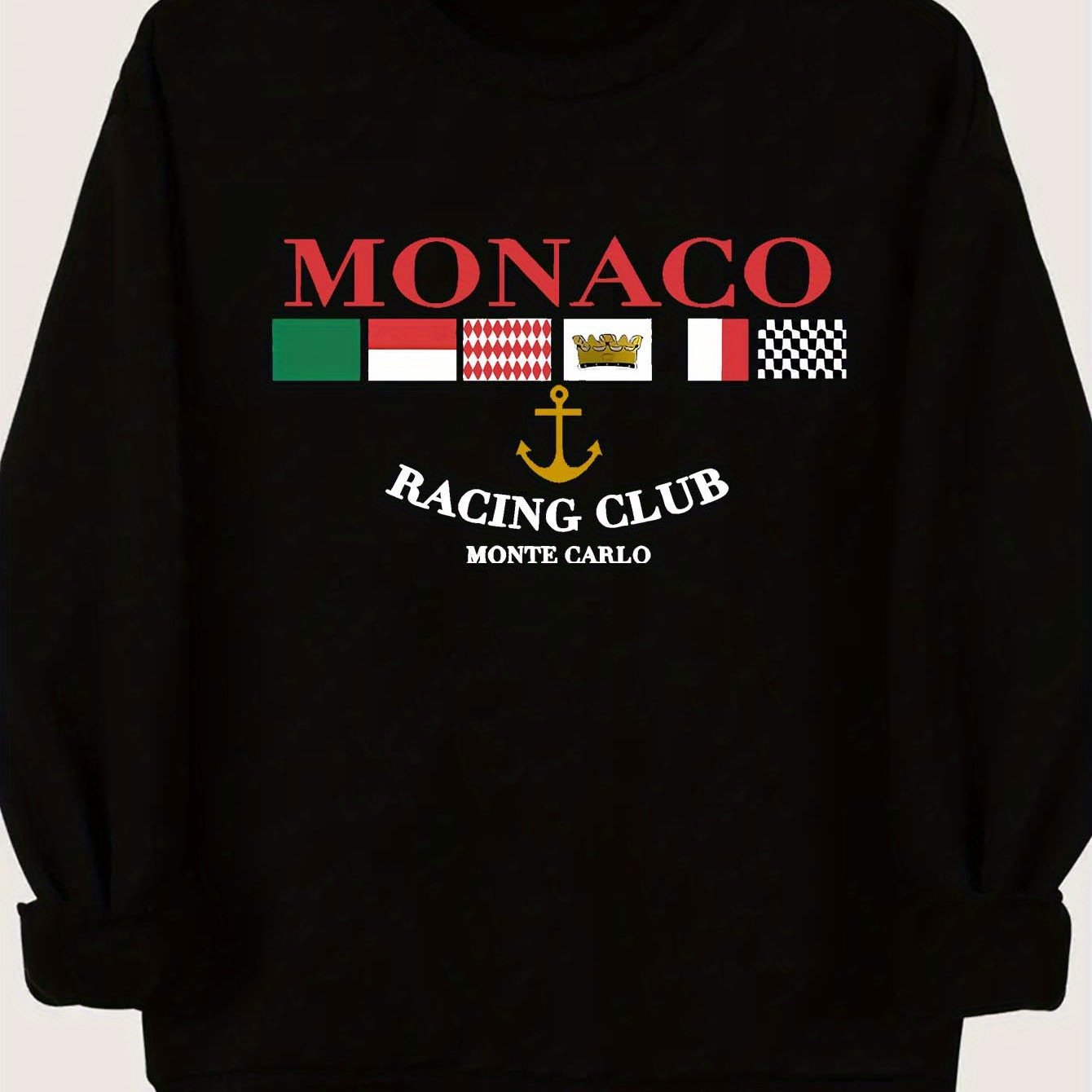 Women’s Monaco Print Casual Crew Neck Sweatshirt Pullover_voghion.com