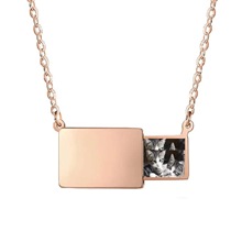 跨境抽拉式钛钢相机盒女文字照片生日礼物不锈钢情侣欧美吊坠项链