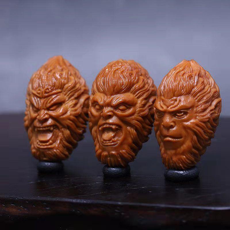 Olive Nuclear Carved Bracelet Men's Monkey King Awesome Bracelet Nuclear Carved Olive Nuclear Hand Carved Literary Play