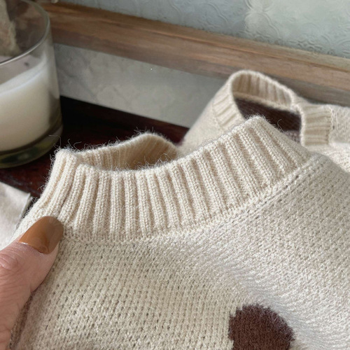  Korean Version Children's Spring and Autumn New Round Dot Vest Cardigan for Boys and Girls Retro Polka Dot Knit Top Trend