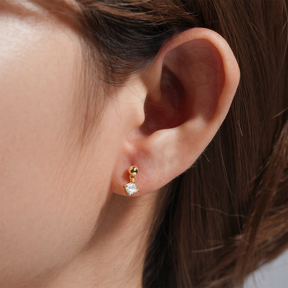 1 Piece Simple Style Geometric Plating Sterling Silver Zircon Ear Studs display picture 69