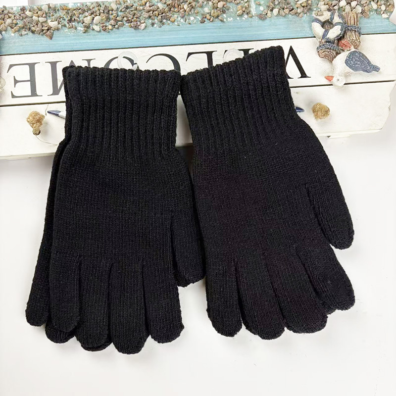 新款冬季男士保暖毛线手套批发厂家批发舒适纯色针织户外防寒手套