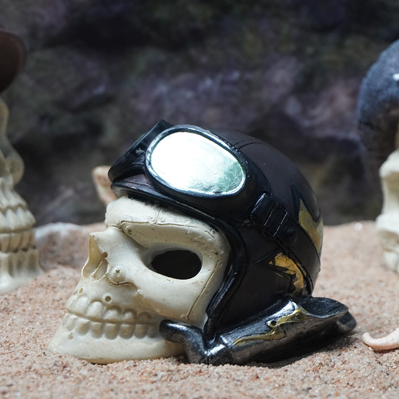 Pecera, acuario, calavera, decoración de paisajismo, casa de cría, evitar trepar, caja de mascotas, pirata, estilo caliente con capucha