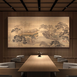 宋代美学四季山水图客厅背景墙挂画 画新中式饭店饭厅装饰画 画软-阿里巴巴