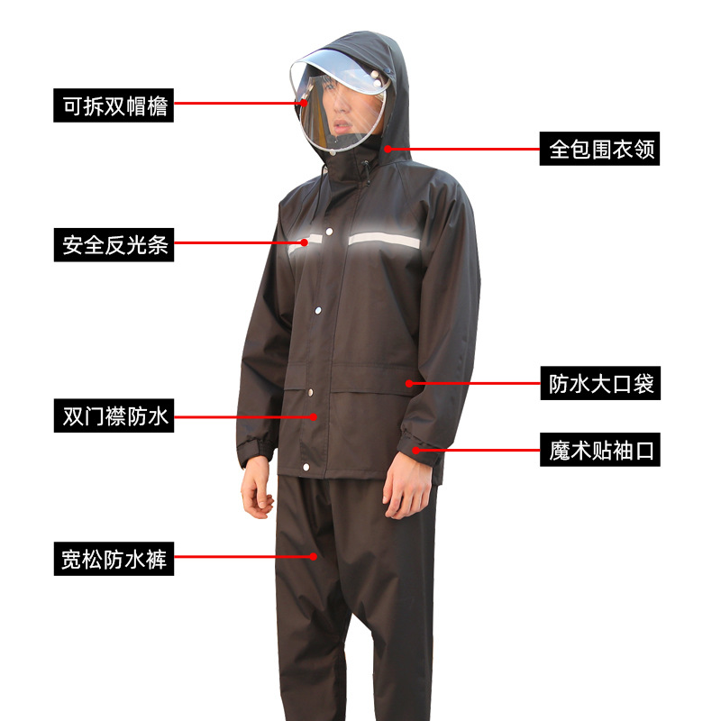 traje de lluvia conjunto de pantalones de lluvia largo cuerpo completo impermeable hombre y mujer separado coche eléctrico para llevar bicicleta reflectante impermeable tormenta impermeable