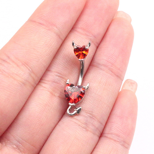 Gaibei European and American cross-border devil navel ring funny little devil navel ring navel ornaments navel nail zircon navel ring manufacturer