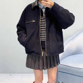 正确版现货原标MU家25Fw新款绣花毛呢棉服外套休闲百搭男女同款