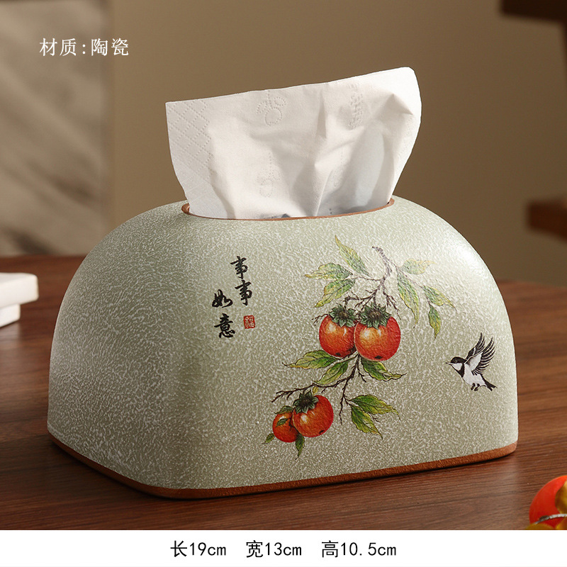 가지에 까치 - 감 루이 빵 티슈 상자