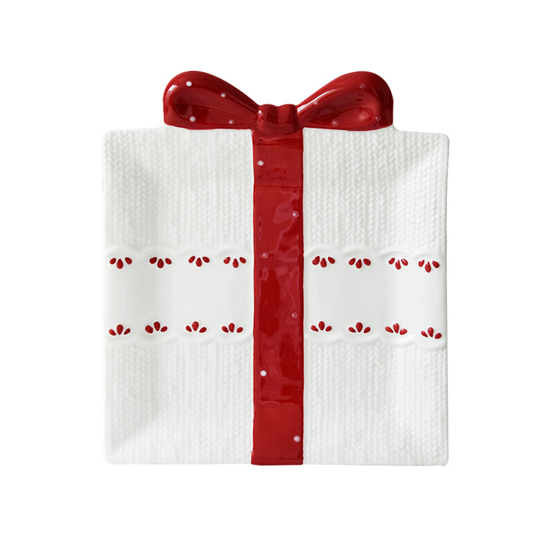 Exquisito regalo plato bowknot caramelo placa cuadrada placa de la torta Placa de té de la tarde Placa de postre Fiesta de la boda multi-función placa