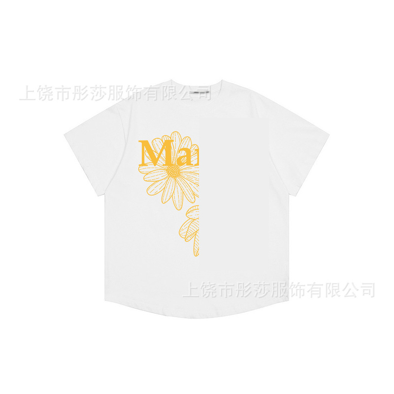 2025 新ゴールドハイシルバー同スタイルマルディ半袖デイジー Tシャツダックスフントカップル多用途トップ女性ルーズ|undefined