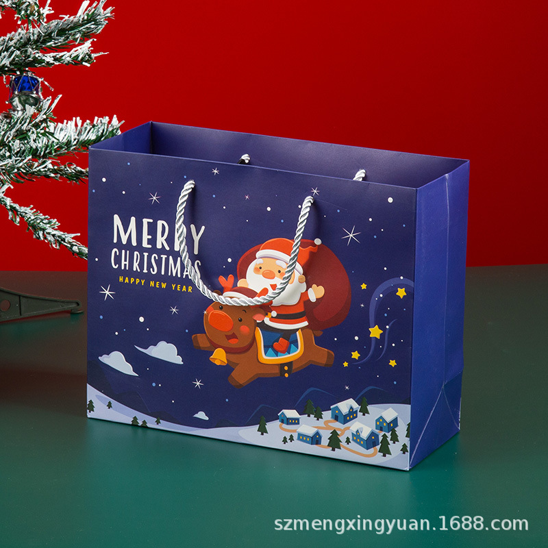 El anciano azul bmy monta una bolsa de Navidad de ciervo; Cartón blanco; Pequeño: largo 19,5 * ancho 8 * alto 14,5 cm