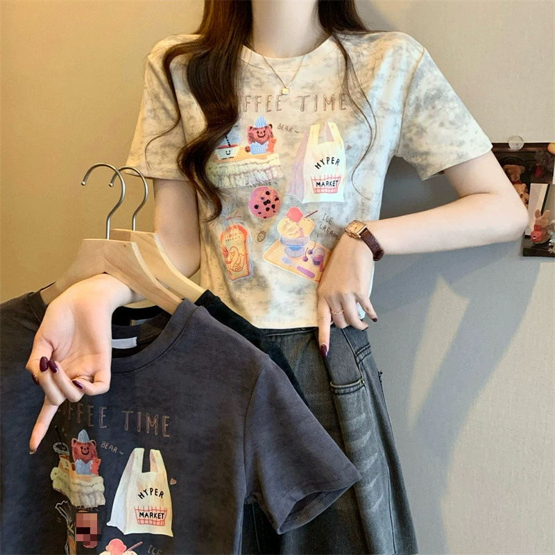 YS8 реальный снимок и реальная цена, новая версия американской ретро футболки с короткими рукавами и принтом тай-дай