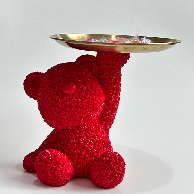 Modern Simple Style Resin Rose Bear Ornaments Storage Tray Home Office Gift Giving Creative Ideas Modern Simple Style Resin Rose Bear Ornaments Storage Tray Home Office Gift Giving Creative Ideas