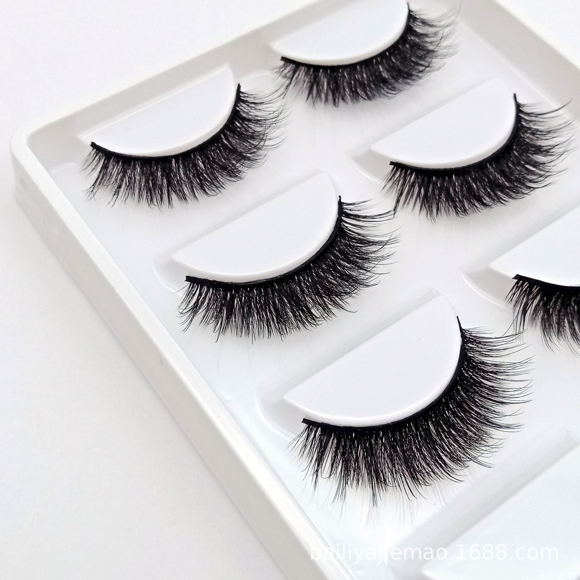 5 pares de pestañas de fibra química 3D gruesas transfronterizas suministro cruzado desorden natural simulación europea y americana pestañas falsas