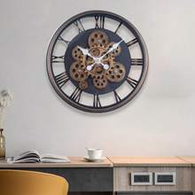 齿轮转动挂钟大型复古静音美式时钟机械高级钟表挂墙独特设计时钟