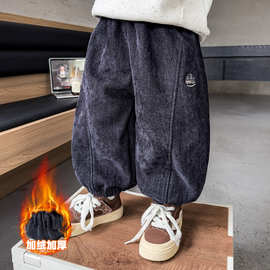 男童2025新款加绒裤子秋冬男宝宝冬装加厚长裤炸街儿童保暖卫裤潮