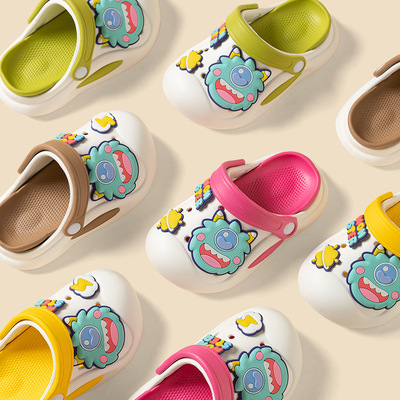 Модные детские тапочки в стиле Crocs, нескользящий монстр, пляжные дышащие мюли, DIY, мягкая подошва, подходят для носки на улице