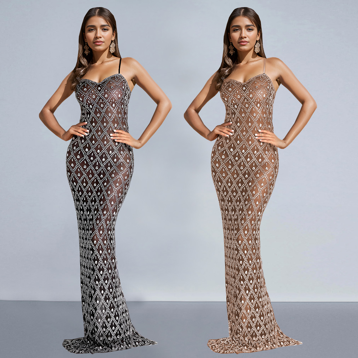 C7160 Aliexpress transfronterizo Amazon 2026 nuevo vestido de cena de mujer sexy de diamante caliente