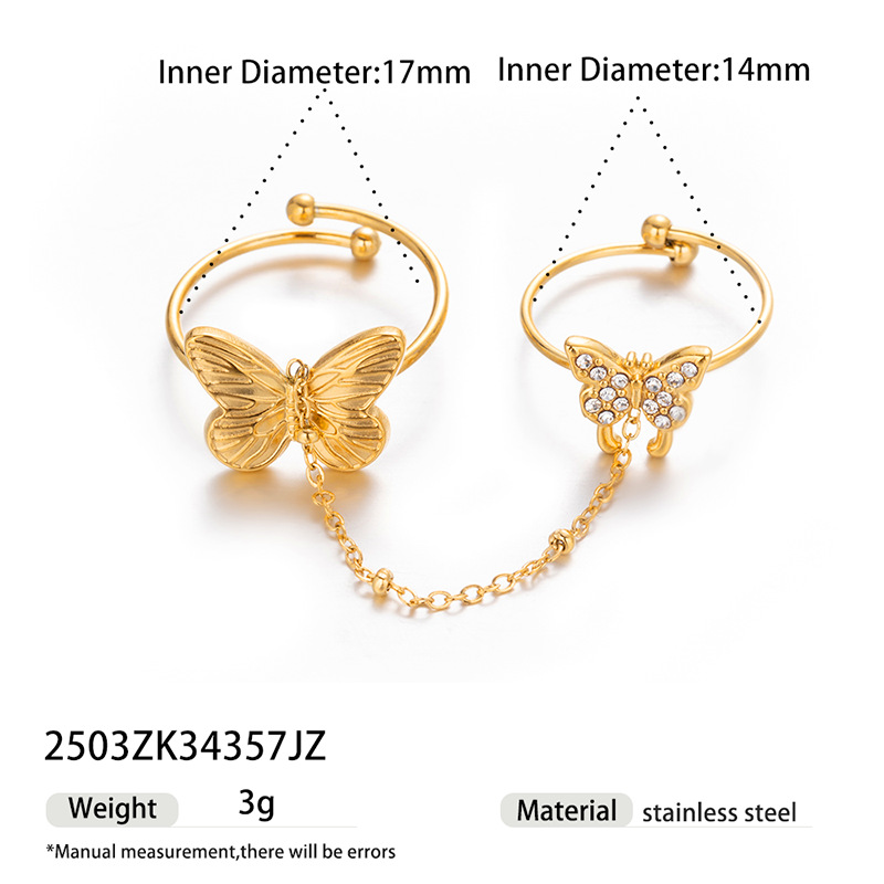 Tina Europa y los Estados Unidos transfronterizos diseño de modelado de flores de verano pulsera de dedo de mujer incrustado con zirconio blanco no se desvanece anillo de mariposa