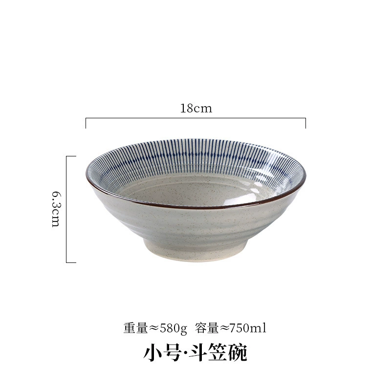 日式复古陶瓷餐具手绘釉下彩碗盘碟家用餐厅创意米饭碗4.5寸
