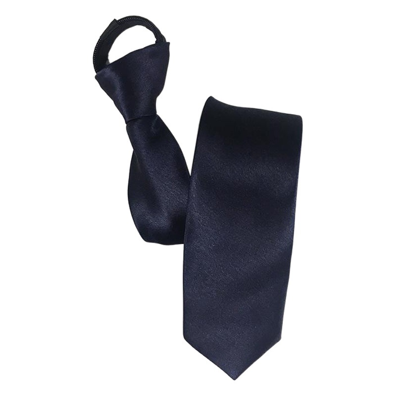 Corbata de los hombres cremallera 5cm perezoso color sólido estudiante desgaste formal azul marino rojo negro boda fácil tirar fábrica al por mayor