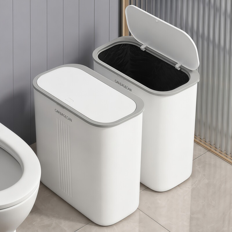 Trash Can for Bathroom with Lid, Large Household Toilet Bin, Simple and High-End, Light Luxury, Narrow Gap Plastic Large Trash Can Trash Can for Bathroom with Lid, Large Household Toilet Bin, Simple and High-End, Light Luxury, Narrow Gap Plastic Large Trash Can
