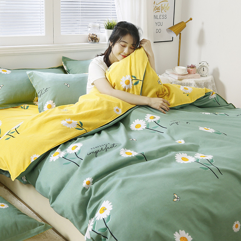 Juego de ropa de cama de algodón cepillado al por mayor para estudiantes, juego de cuatro piezas, funda de edredón de algodón con aloe vera, funda de edredón individual para dormitorio, juego de tres piezas. image 12