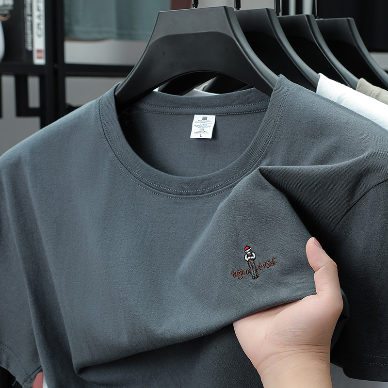 Pure cotton T-shirt men [Gray]
