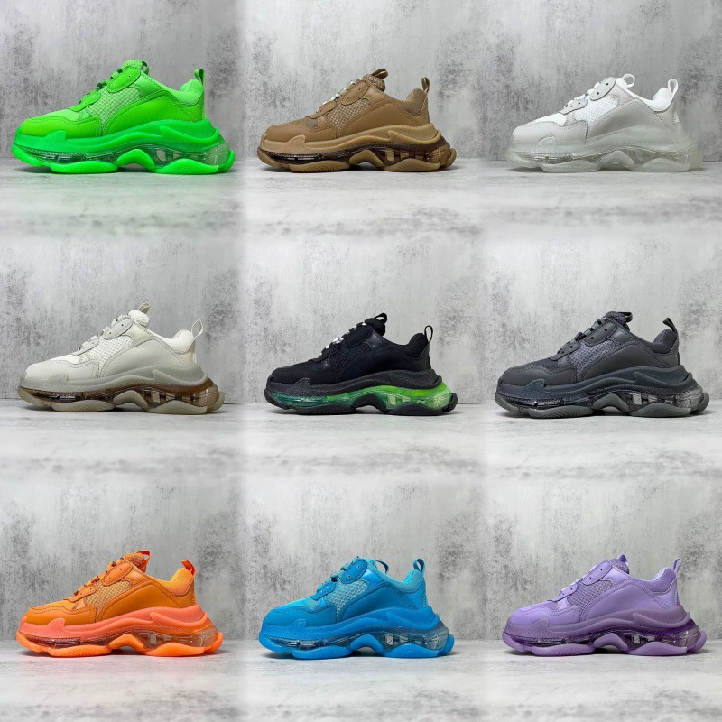 Кроссовки Chunyuan Paris Daddy Triple S Crystal, уличные, с толстой подошвой, "молочный чай" эффект, увеличивающие рост, женские; обувь Putian, мужская; парная обувь