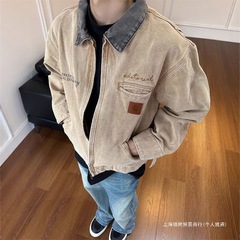 HY711 アメリカンニッチ ウォッシュ加工 ショートトップ デニム デトロイト ワークジャケット 秋