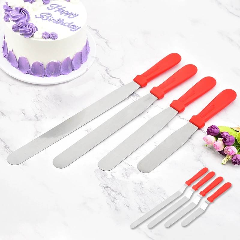 Пластиковый ручка стальной нож для крема spatula для выпечки дома прямой влюбленный нож закругленный влюбленный нож