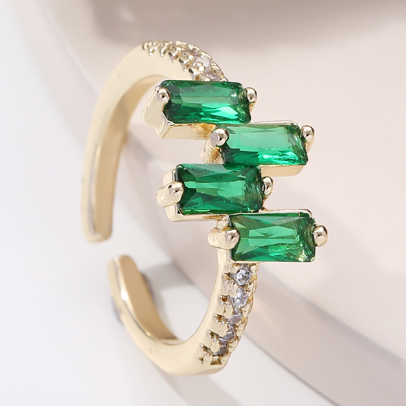 5g Weight Zircon Inlay Material Open Ring Classification Adjustable Ring Size 1 Piece Quantity Daily Occasion Copper Material Geometric Pattern Women'S Gender Plating Design Fashion Style Fashion Geometric Copper Plating Zircon Open Ring 1 Piece 7