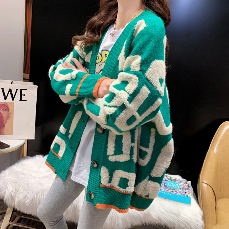 Grueso suéter cardigan mujeres Otoño e Invierno 2023 estilo coreano nuevo estilo occidental desgaste exterior flojo perezoso estilo abrigo de punto