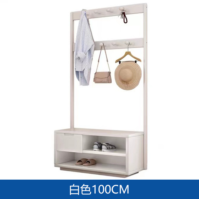 Nuevo estilo chino Perchero de madera maciza moderno minimalista percha zapato cambio taburete integrado piso-pie pasillo zapato gabinete almacenamiento