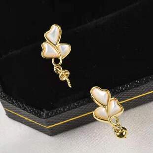 Hot new s925 silver earrings wholesale internet celebrity irregular love shell silver needle ear pin with pearl hanging earrings