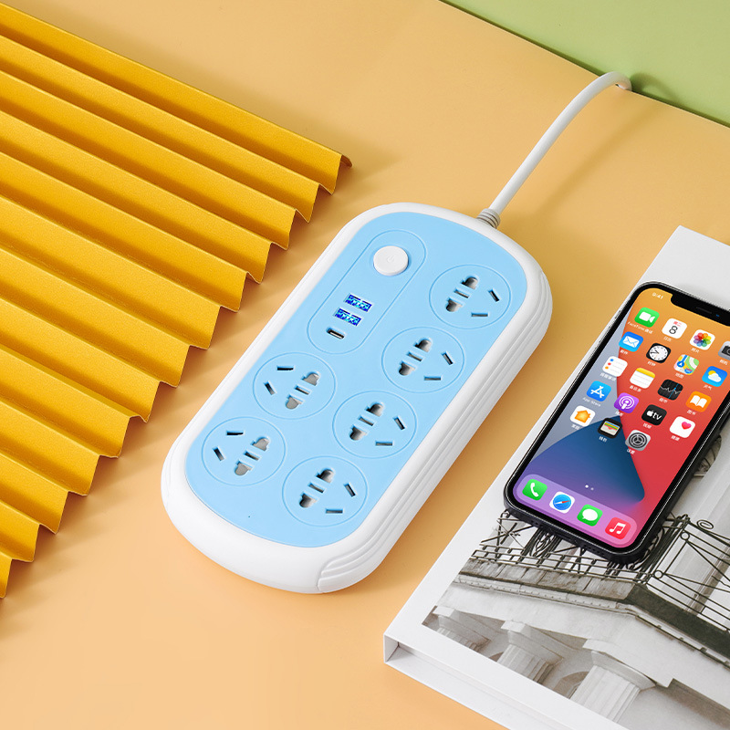 Automatic fire extinguishing plug USB smart charging extension cord with wire home conversion power plug desktop adapter power strip