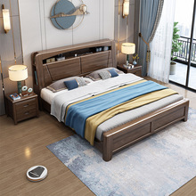 中式实木床金丝檀木高箱储物大床1.5米1.8米双人床小户型北欧婚床