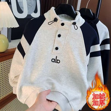 男童秋冬季卫衣加绒新款洋气半高领上衣中大童秋冬韩版宽松套头衫