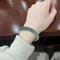 Браслет из натурального бирманского жадеита, светло-зеленый браслет из жадеита, плавающий зеленый браслет из ледяного жадеита, подарок для других.
