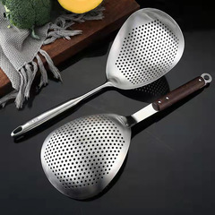 Customizable Logo Large Slotted Ladle 304 Stainless Steel Kitchen Multi-functional Dumpling and Tang Yuan Hot Pot Noodle Scoop