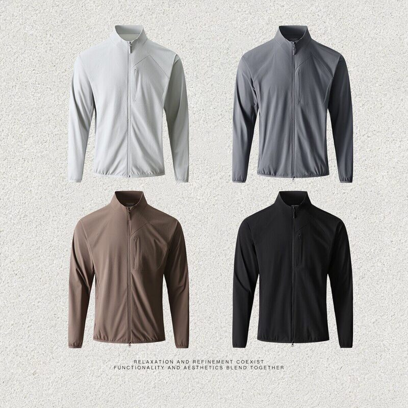 3D Laser-Cutting! Spring and Summer Men's Lightweight, Cool, Breathable Stand-Collar Jacket