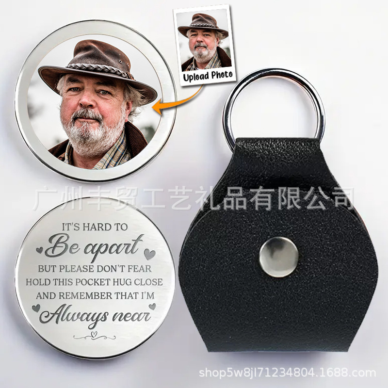Cross-Border Keychain Pendant Customized Personalized Leather Keychain Pendant Grandpa and Grandma Birthday Anniversary Pendant